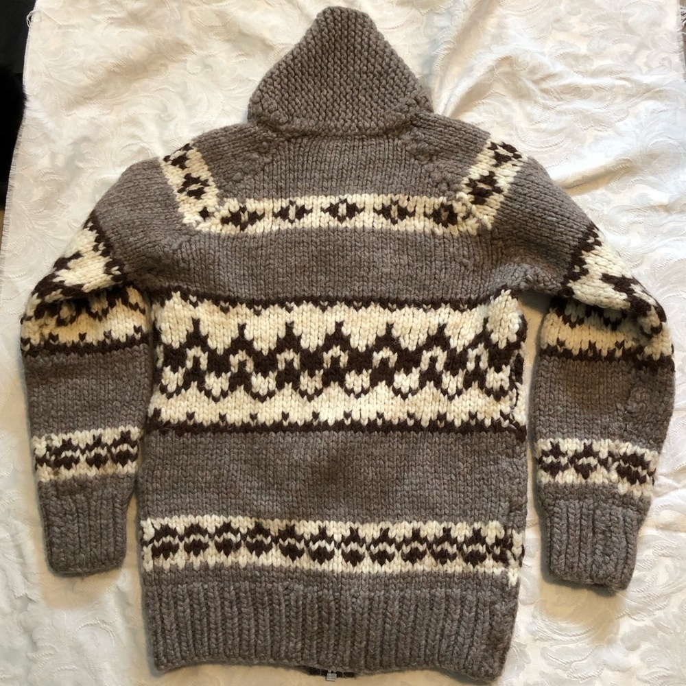 Vtg Cowichan Wool Sweater Hand Knit Hand Made YKK Zipper Sz Small / XS - Picture 2 of 8